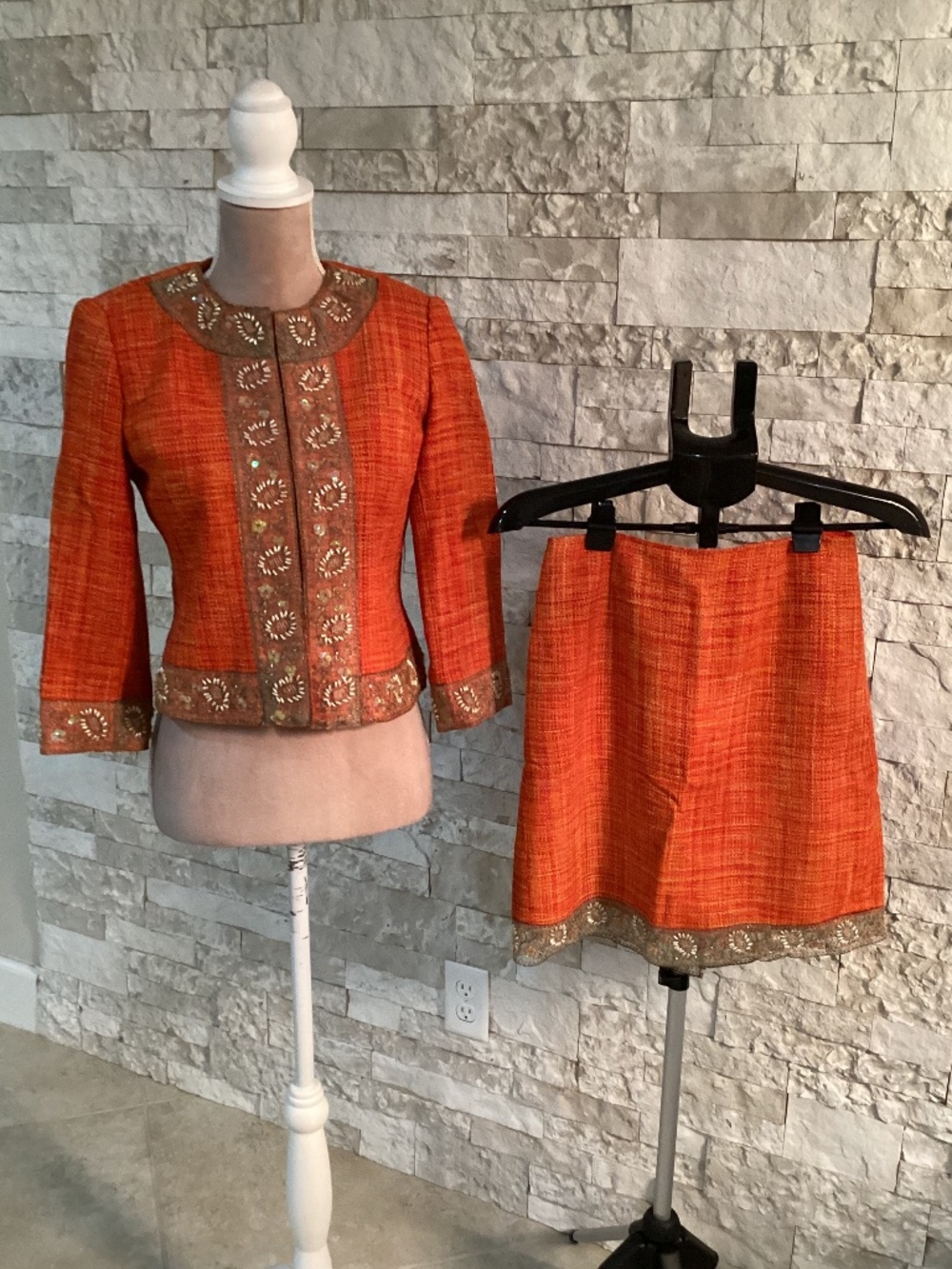Josephine Chaus silk tweed skirt suit set